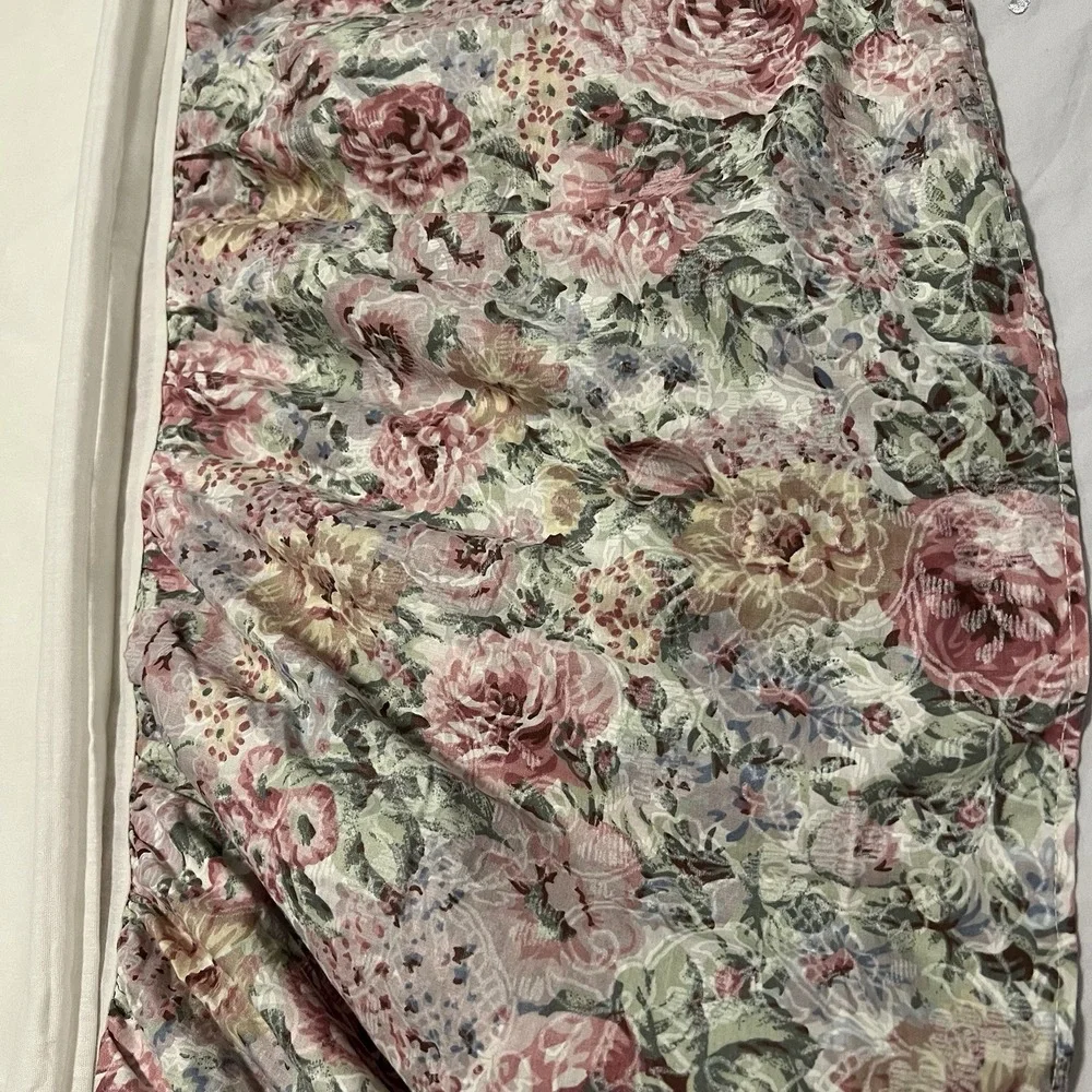 Jessica McClintock Vtg Queen Cottage Bedskirt Gathered Split Floral Gunne Sax